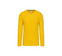 Kariban | K358 Herren V-Neck T-Shirt Langarm, Größe:XXL, Farbe:Yellow