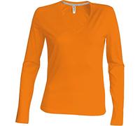 Kariban Ladies Langarm T-Shirt mit V-Ausschnitt K382,Farbe:Orange;Größe:XXL