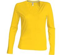 Kariban Ladies Langarm T-Shirt mit V-Ausschnitt K382,Farbe:Yellow;Größe:XXL