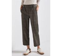 Stoffhose STREET ONE, Damen, Gr. 44, Länge 26, braun (bark braun), Stoff, 65% Polyester, 32% Viskose, 3% Elasthan, kariert, comfort fit knöchelfrei, Hosen Stoffhose, High Waist (83477819-44) bark brau