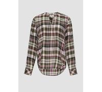 Karierte Bluse aus Viskosemix und Krempel-Detail 36 mehrfarbig|olive 2160450.79N0.36