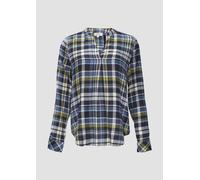 Karierte Bluse aus Viskosemix und Krempel-Detail 46 blau|mehrfarbig 2160450.59N0.46