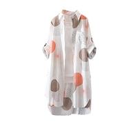 Karierte Bluse Damen Oversize Langarm Shirt Lang Knopfleiste Hemd Lose Frühling Sommershirt Blusenshirt Oberteile Tunika Große Größen Tops T-Shirts & Blusen für Frauen Übergröße Longbluse