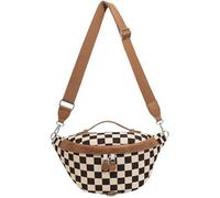 Karierte Brusttasche, geräumige Gürteltasche mit Schachbrettmuster for Frauen auf Reisen (braun)