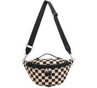 Karierte Brusttasche, geräumige Schachbrett-Gürteltasche for Damen auf Reisen (schwarz)