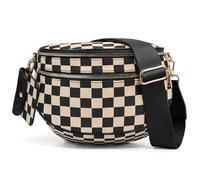 Karierte Brusttasche PU, geräumige Schachbrett-Gürteltasche for Damen auf Reisen (schwarz) (Stil 5)