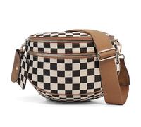 Karierte Brusttasche PU, geräumige Schachbrett-Gürteltasche für Damen auf Reisen (braun) (Stil 4)