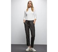 Cargohose STREET ONE "Style Bonny", Damen, Gr. 34, Länge 30, silk braun, Web, Obermaterial: 62% Polyester, 33% Viskose, 5% Elasthan, kariert, loose fit knöchelfrei, Hosen Cargohose, mit elastischem Bu