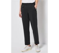 Chinohose STREET ONE, Damen, Gr. 42, Länge 28, schwarz, Jersey, 53% Polyester, 22% Polyamid, 22% Viskose, 3% Elasthan, kariert, casual, comfort fit knöchelfrei, Hosen, Middle Waist (47385804-42) schwa
