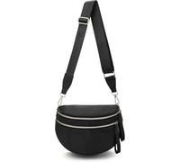 Karierte Crossbody-Gürteltasche, große Nylon-Schultertasche, Bauchtasche mit verstellbarem Schultergurt, Gürteltasche für Damen und Mädchen, Schwarz , Leichtgewichtig