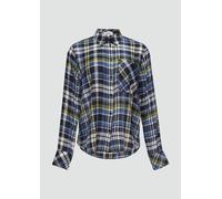 Karierte Hemdbluse aus Viskosemix 34 blau