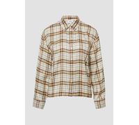 Karierte Hemdbluse aus Viskosemix mit Raffung 32 creme|gelb 2170034.02N3.32