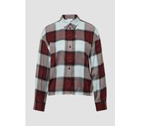 Karierte Hemdbluse aus Viskosemix mit Raffung 36 rot|türkis 2170034.39N4.36