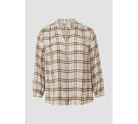 Karierte Hemdbluse im Relaxed Fit mit Rüschenkragen 44 creme|beige 2175582.02N3.44