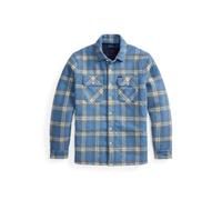 Karierte Hemdjacke aus gefilzter Wolle L Blue