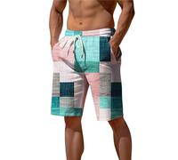 Karierte Herren-Shorts, hawaiianische Strand-Shorts, lockere Passform, leicht, 12,7 cm, kurze Hose, Urlaub, kurze Hose, Sommerurlaub, halbe Hose, Outdoor-Sport, Wandern, Strand, Surfen, Größe M-5XL