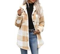 Karierte Jacke Damen Lang Flanell Button Down Jacken Casual Hemdjacke | Revers Karohemd Knopfleiste Bluse Übergangsjacke Lang Langarmshirts Mantel Lockere Hemdbluse Flanell Tunika Hemd Oberteile