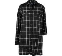 Longbluse BONPRIX "Karierte Longbluse mit Taschen", Damen, Gr. 40, schwarz (schwarz, wollweiß kariert), Obermaterial: 100% Viskose, figurumspielend, Blusen Longbluse, figurumspielende Passform, mit Ka