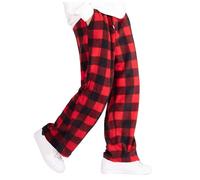 Karierte Pyjama Hose Herren Pyjamahose Lang Baumwolle Schlafanzughosen Stretch mit Gummizug Bequem Loungehose Freizeithose Leichte Baggy Relaxhose Trainingshose Schlafhose