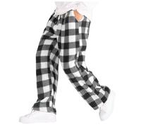 Karierte Pyjama Hose Herren Pyjamahose Lang Baumwolle Schlafanzughosen Stretch mit Gummizug Bequem Loungehose Freizeithose Leichte Baggy Relaxhose Trainingshose Schlafhose