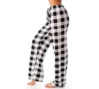 Karierte Pyjamahose Damen Lang, Schlafhose Damen Baggy,Pyjama Hosen Damen mit Taschen und Kordelzug Baggy Hose Rote Kariert Loungehose Schlafanzughose Freizeithose Jogginghose Haushose für Frauen