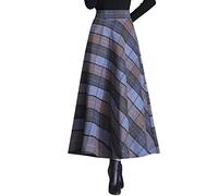 Karierte Rock Für Damen Lang: Rock Winter Vintage Maxirock Elegant Kariert-Rock A-Line Röcke Faltenrock Plaid-Skirt Langer Cordrock Swing Röcke Mittelalter Viktorianischer Trachtenrock Karierter Rock