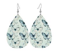 Karierte Schmetterlings-Druck-Ohrringe für Damen, modische tropfenförmige Leder-Ohrringe für Frauen, trendige, bunte Tränen-Ohrringe