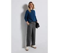 Stoffhose STREET ONE, Damen, Gr. 36, Länge 30, schwarz, Stoff, 64% Polyester, 33% Viskose, 3% Elasthan, kariert, comfort fit lang, Hosen, High Waist (13543759-36) schwarz