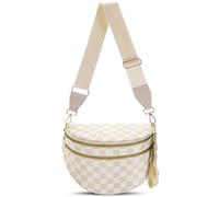 Karierte Umhängetasche, große Nylon-Gürteltasche für Damen, stilvolle PU-Geldbörsen, Bauchtaschen mit verstellbaren Schultergurten, wasserdicht, Design mit mehreren Taschen für den täglichen Gebrauch