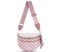 Karierte Umhängetasche, große Nylon-Gürteltasche für Damen, stilvolle PU-Geldbörsen, Bauchtaschen mit verstellbaren Schultergurten, wasserdicht, Design mit mehreren Taschen für den täglichen Gebrauch