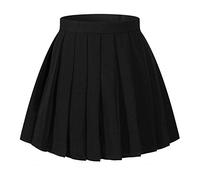 Karierter Faltenrock für Damen und Mädchen, hohe Taille, japanische Schuluniform, A-Linie, plissiert, JK-Rock, Skater, Tennis, schwarz-massiv, Groß