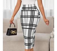 Karierter figurbetonter eleganter Rock in Große Größen