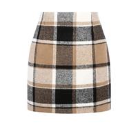 Karierter Minirock für Damen, hohe Taille, A-Linie, figurbetont, Bleistiftrock, Röcke, braun / schwarz, X-Groß