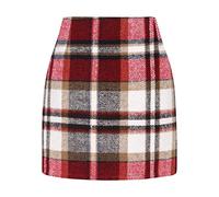 Karierter Minirock Klassischer Damen Modischer Herbstrock Winter Minirock Wollrock Ausgestellte Karierter Rock Elegant Figurbetont Bleistiftrock Hohe Taille Winterrock Freizeitrock Bodycon (RD1-2, S)