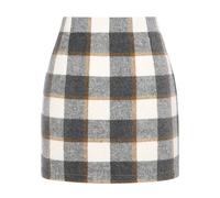 Karierter Minirock Klassischer Damen Modischer Herbstrock Winter Minirock Wollrock Ausgestellte Karierter Rock Elegant Figurbetont Bleistiftrock Hohe Taille Winterrock Freizeitrock (Light Gray-1, XL)