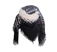 Karierter Schal Mit Fransen - Muster Baumwolle Dreieckstuch Halstuch - Mode Gestrickte Damen Poncho Winterschal