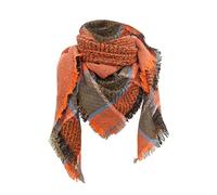 Karierter Schal Mit Fransen - Muster Baumwolle Dreieckstuch Halstuch - Mode Gestrickte Damen Poncho Winterschal
