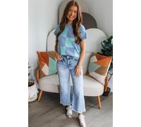 Karierter Strickpullover L