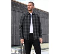 Karohemd STREET ONE MEN, Herren, Gr. M40, US-Größen, grau (heavy grau), Web, 100% Baumwolle, kariert, normal normal, V-Ausschnitt, Bündchen, Hemden Karohemd, mit Knopfleiste (52990618-M) heavy grau