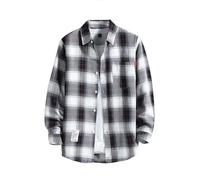 Kariertes Flanellhemd Herren Langarm Karohemd Outfit Trachten Shirt Lose Fit Sommerhemd Männer Hemden Button Down Revers Strickjacke Atmungsaktiv Langarmhemden Leichte Freizeithemden