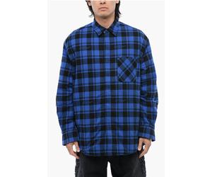 Kariertes, gefüttertes Flanell-Overshirt in Blau S