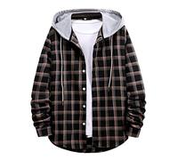 Kariertes Hemd mit Kapuze Herren Langarm Freizeithemd Winterjacke Plaid Kapuzenhemd Lässige Outdoor Klassisch Kariert Langramshirt Regular Fit Shirt