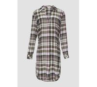 Kariertes Kleid aus Viskosemix mit Krempel-Detail 34 mehrfarbig|olive 2154560.79N0.34