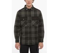 Kariertes, wattiertes Overshirt mit doppelter Brusttasche in Nero, Grigio S