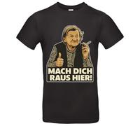 Karin Ritter T Shirt Mach Dich Raus Hier Meme Shirt Assi Familie Spruch Funshirt für Männer Frauen Kult Klassiker 90er Trash TV Geschenk, Schwarz, XL