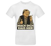 Karin Ritter T Shirt Mach Dich Raus Hier Meme Shirt Assi Familie Spruch Funshirt für Männer Frauen Kult Klassiker 90er Trash TV Geschenk, Weiß, XXL