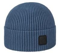 Beanie CHILLOUTS "Karl Hat", Damen, blau, Rippstrick, Obermaterial: 100% Baumwolle, unifarben, Mützen, Einheitsgröße, flexibel ca. 53-62 cm, vielseitig kombinierbar (14009737-0) blau