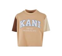Karl Kani Damen KW231-033-1 KK Serif Crop Block Tee Sand/Light Sand/Brown, S