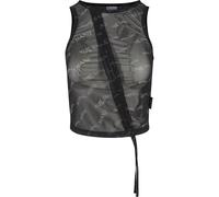 Karl Kani Damen KW242-003-2 Chest Signature Gathering Mesh Top Black, XS