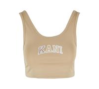 Muskelshirt KARL KANI "Karl Kani Damen KW242-023-2 Karl Kani Small Serif Bustier Top", Damen, Gr. L, sand, 96% Polyester, 4% Elasthan, bedruckt, skinny fit, U-Boot-Ausschnitt, Shirts (26934560-L) sand